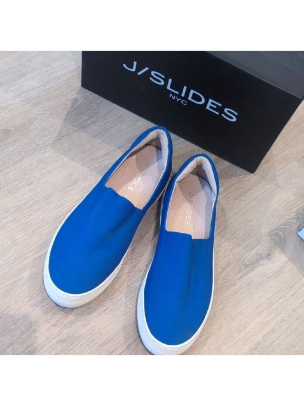 J Slides Blue Slip On Flats